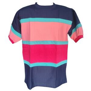 VTG Knight of Round Table Men's M Navy Blue/Pink Color Block Tee
